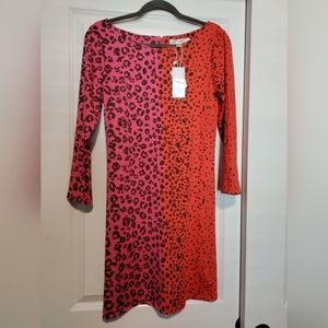 NWT JB by Julie Brown Women's Two Tone Leopard Print Dress Size M